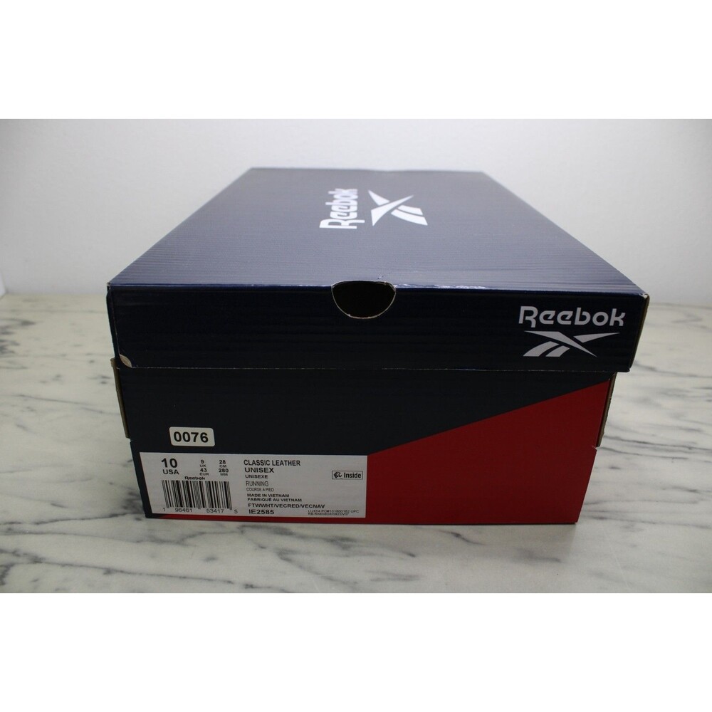 Reebok Classic Leather Sneakers Men's White Red Navy (US 10) NEW - IE2585 - Picture 9 of 10